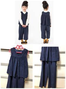  new goods a pre re cool suede all-in-one overall 140 navy natural ga- Lee child clothes Sunny Land scape combination nezon