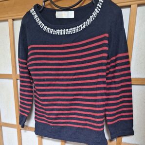 tocco closetセーター ボーダー 秋冬 紺