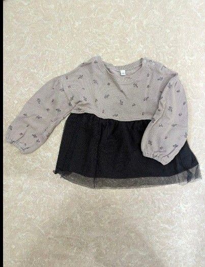 しまむら 裏起毛トレーナー 花柄 100cm