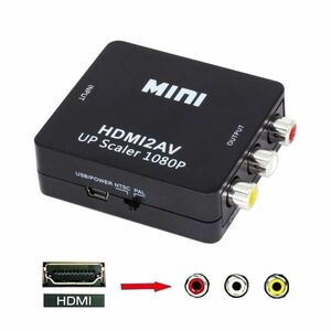 ゆうメール可 HDMI → コンポジット/アナログ/AV/RCA/3 色ケーブルへ出力 HDMI2AV 黑 コンバータ 変換アダプター/ダウンコンバーター 1080P