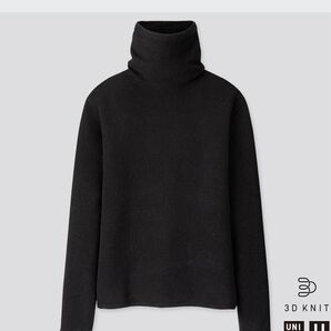 新品タグ付き 3Dニット UNIQLOU セーター 長袖 ブラック 黒 タートルネック ハイネック ユニクロU