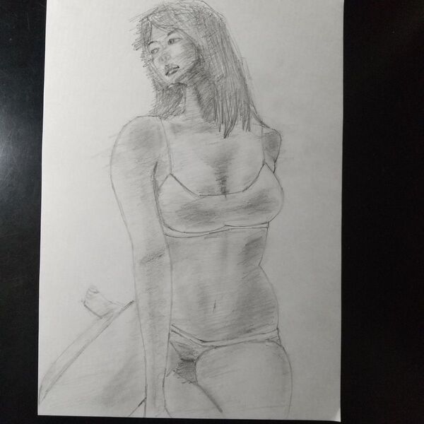 えんぴつデッサン 真作 美人画 原画