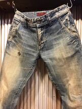 H861LP メンズパンツ JOHNBULL ジョンブル デニム ジーンズ インディゴ 加工 リペア アメカジ 細身 スリム / 約W31 全国送料一律520円_画像5