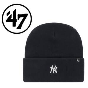 47 フォーティーセブン ブランド 帽子 ニット帽子 ビーニー ヤンキース ネイビー ミニロゴ 刺ロゴ 47 BRAND BASE RUNNER CUFF KNIT 新品