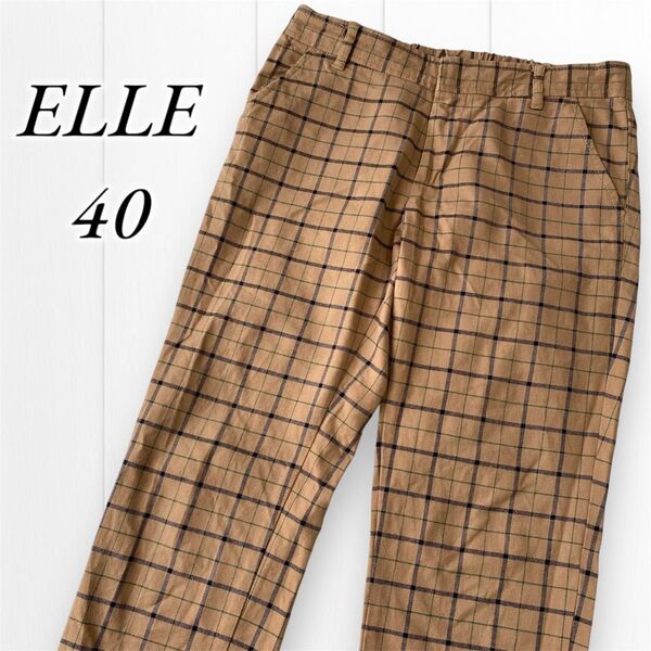ELLE ブラック×グリーンチェック トラッド チェック柄 パンツ レディース イギリス ロック スラックス