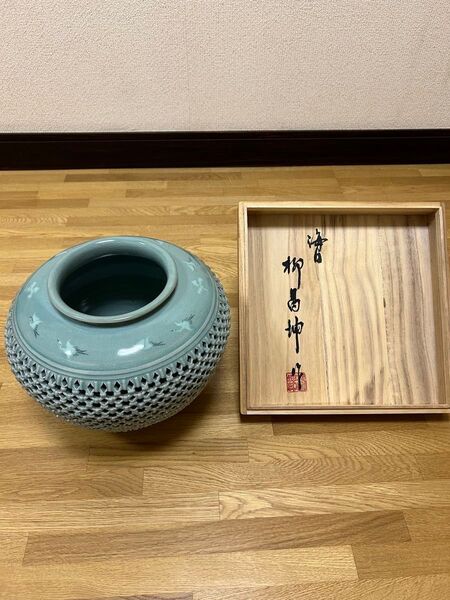 美品 青磁壺 海日傳統陶藝 柳昌伸作