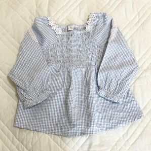 cottoli チェックブラウス