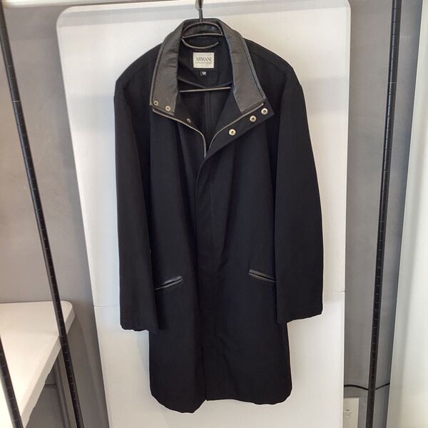 ARMANI アルマーニ メンズ スタンドカラーコート ブラック