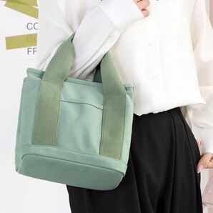 ミニトートバッグ おしゃれ カバン 通勤 犬用 散歩 ゴルフ お弁当 手提げ プレゼント キャンバス 大容量 グリーン