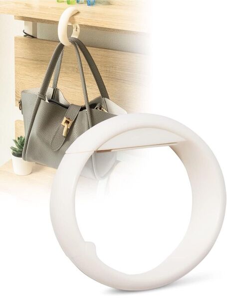 バッグハンガー カバン掛け リング型 フック カラビナ 自転車カゴ クリップ 荷物まとめ リング型 耐荷重 15kg/1個 白