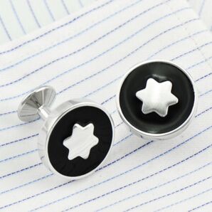 新品 紳士 カフスボタン カフリンクス 星 ブラック シルバー ビジネス フォーマル オシャレ メンズ メンズアクセサリー 男性