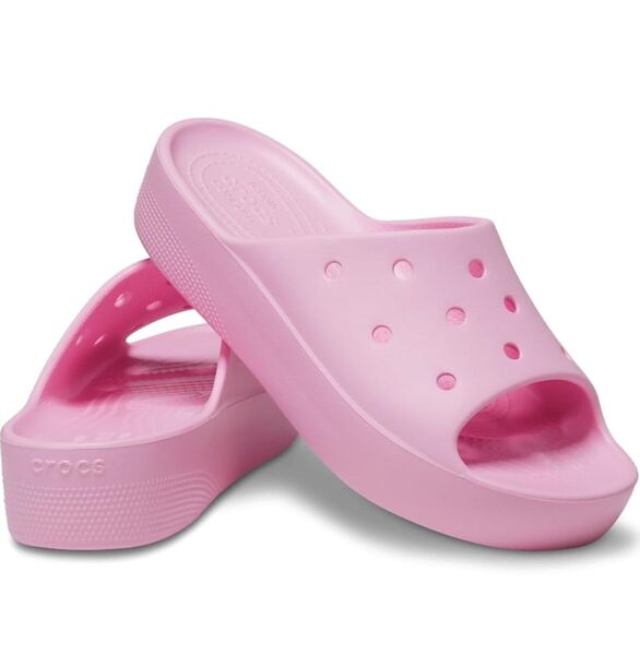 Crocs サンダル プラットフォーム スライド レディース25cm&ジビッツ2個サ-ビス
