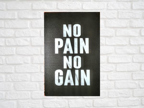 ブリキ看板 NO PAIN, NO GAIN 148 メタルプレート インテリア ガレージ アメリカン雑貨 レトロ風 ビンテージ風 おしゃれ 新品