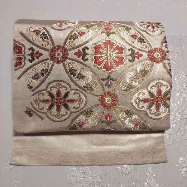 名古屋帯 正絹 刺繍 金糸