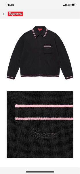 supremeジップアップセーター