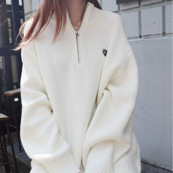 EVRIS SUNNYハーフジップニットトップス