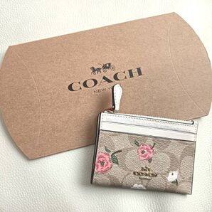 【限定ラスト1点】コーチCOACHシグニチャー花柄フラワー茶ブラウンミニスキニー