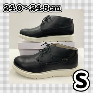 【新品 未使用】Sサイズ¦24.0~24.5cm相当¦メンズ¦フェイクレザー¦チャッカブーツ¦ブラック 1201