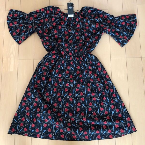 【新品未使用】GU UNDER COVER アンダーカバー Women ワンピース 5部袖 ローズ柄 XSサイズ