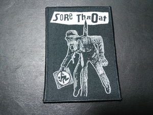 SORE THROAT embroidery patch badge black frame / discharge doom amebix ENT anti cimex shitlickers anal cunt Seven Minutes of Nausea