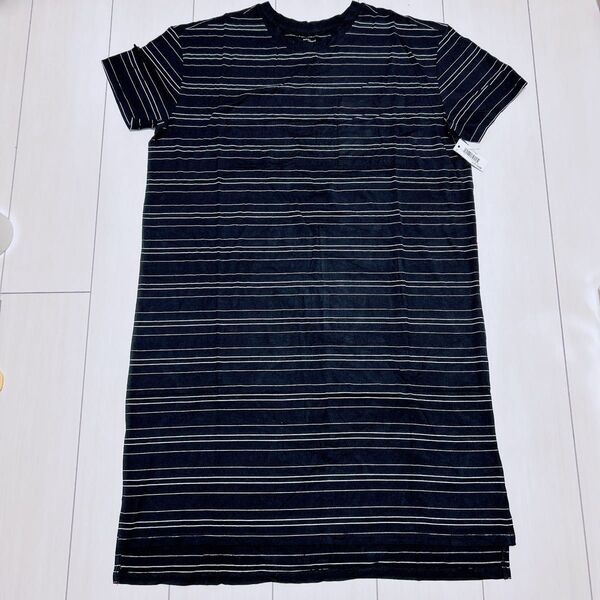 daily ritual ボーダー ワンピース ブラック 半袖Tシャツ トップス 半袖
