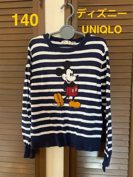 UNIQLO ディズニー コラボ ユニクロ 140 ニット ミッキー セーター ニット 長袖 トップス ボーダー
