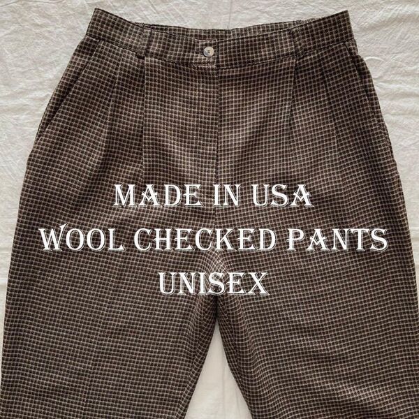 90s Made in USA ウールチェックパンツ ユニセックス レア