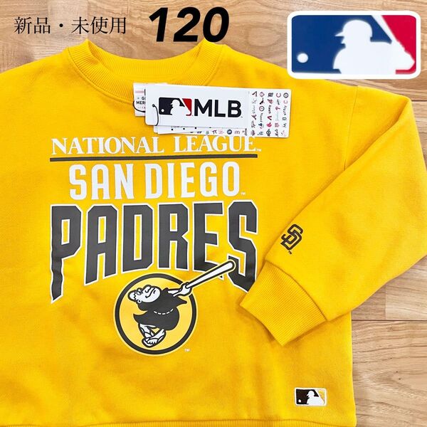1点のみ!【120】MLB サンディエゴ・パドレス ロゴ刺繍 裏起毛 長袖スウェットトレーナー●ダルビッシュ キッズ