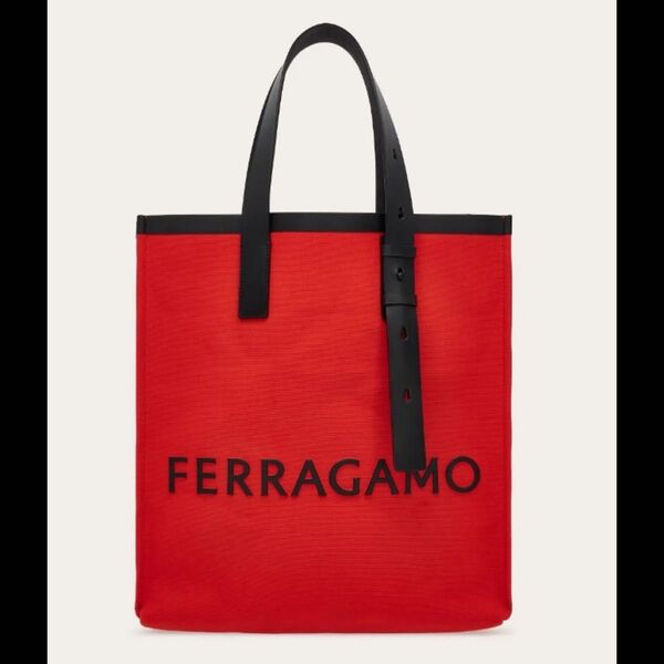 【ほぼ未使用】定価17万 FERRAGAMO フェラガモ ロゴトートバッグ 赤 ユニセックス 大容量