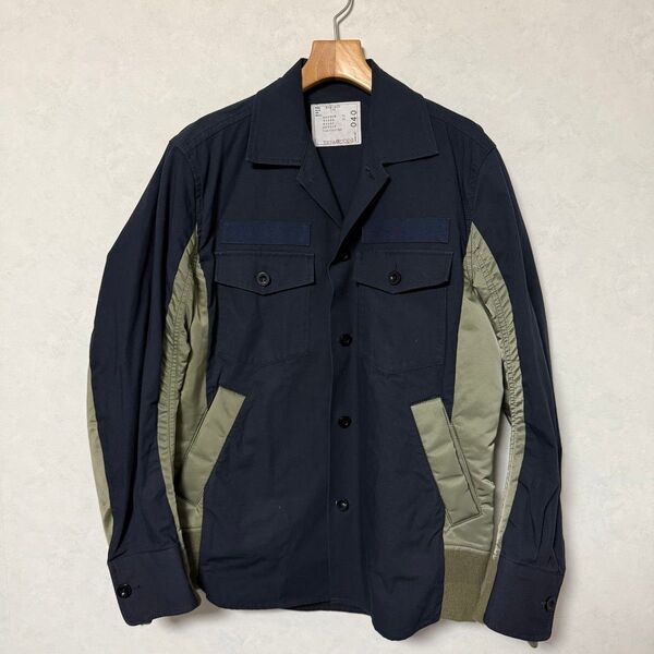 sacai cotton oxford× nylon twill shirt 1
