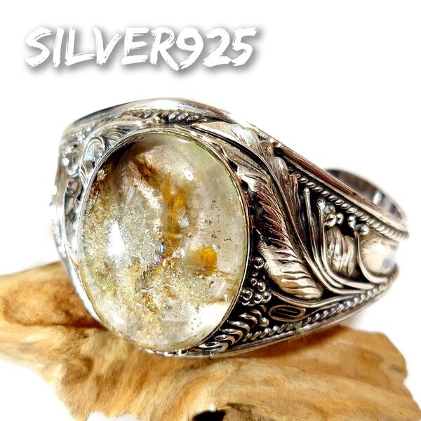 4569 SILVER925 ガーデンクォーツバングル シルバー925 天然石 インディアンジュエリー アラベスク ヴィンテージ