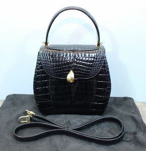 SHINING CROCODILE LEATHER 2WAY SHOULDER BAG MADE IN INDONESIA/シャイニングクロコダイルレザー2wayショルダーバッグ