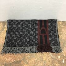 GUCCI SHERRY LINE GG PATTERNED WOOL MUFFLER MADE IN ITALY/グッチシェリーラインGG柄ウールマフラー_画像4