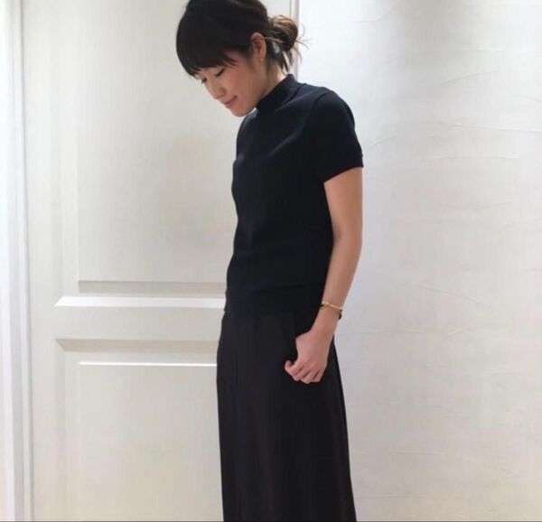 美品 ドゥーズィエムクラス ハーフスリーブニット ブラック フリーサイズ 半袖ニット
