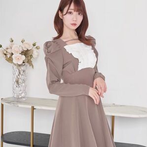 ロゼミューズ ワンピース Ros Museflare maid like dress ブラウン