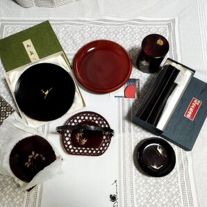 漆器 まとめ売り 春慶塗 象彦 花瓶 茶筒 菓子皿など 未使用、中古品混雑 和食器