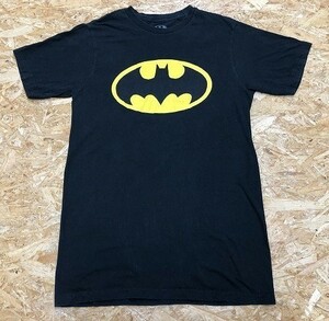 BATMAN バットマン Mサイズ レディース インポート古着 Tシャツ 半袖 カットソー 丸首 アメコミ プリント 綿100% ブラック×イエロー