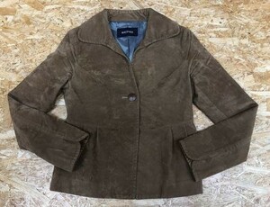 MACPHEE McAfee shoulder width approximately 38cm lady's turn-down collar jacket thin lining have velour series plain rayon long sleeve Brown 