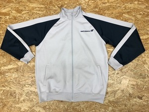 NEW BALANCE ニューバランス LLサイズ レディース トラックジャケット 若干薄手 ハイネック 長袖 ビッグサイズ ラグラン グレー×紺