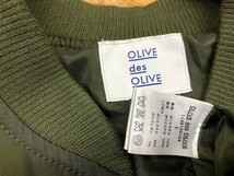OLIVE des OLIVE オリーブ・デ・オリーブ サイズF レディース 若干薄手 フライトジャケット 長袖 裏地アリ 3ポケ ポリエステル100% カーキ_画像3