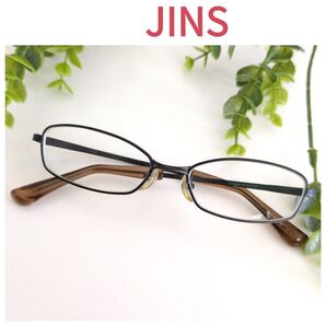 JINS ジンズ 眼鏡 メガネ ブラウン スクエア 軽量 人気 定番 オシャレ フレーム 度入り メタル ユニセックス
