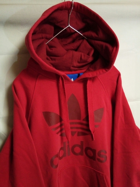 即決☆送料無料☆アディダス☆トレフォイル☆プリント入り☆スウェット☆パーカー☆Sサイズ☆ADIDAS☆デカロゴ☆パキスタン製☆adidas☆
