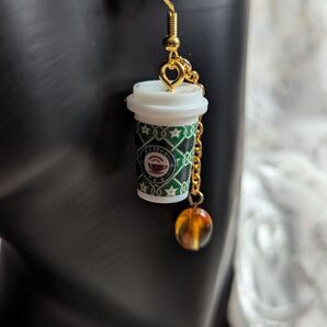 コーヒーカップ&コーヒー豆のピアスセット(クリア)
