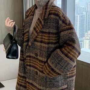 【non-no1.2月合併号掲載】レディース ルーズシルエットチェック柄ショートコート