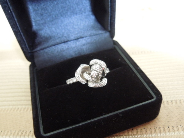 ポンテヴェキオ 9号 ローズ リング ダイヤモンド 0.54ct ホワイトゴールド 18K パヴェ ポンテ 薔薇 ダイヤ WG