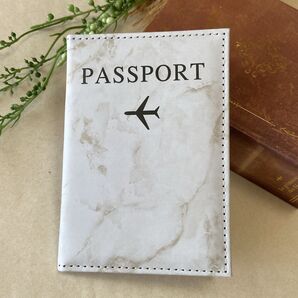 【人気商品】パスポートケース マーブル ホワイト 旅行 海外 チケット パスポート カバー
