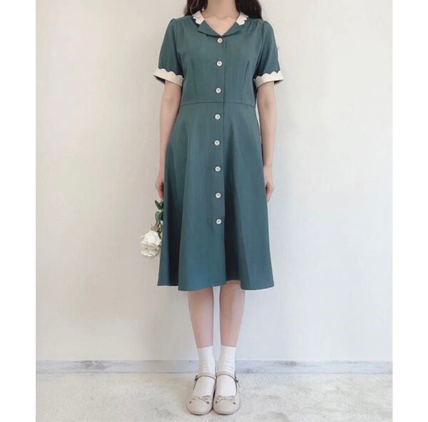 スカラップ開衿ワンピース F.i.n.t フィント