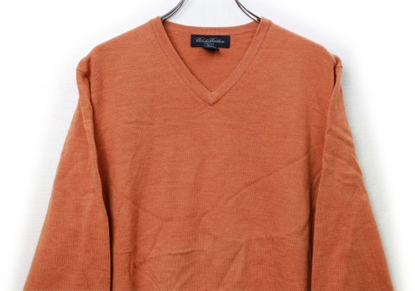 ブルックスブラザーズ Vネック メリノウール ニットセーター (M) オレンジ系 BROOKSBROTHERS