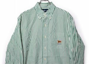 90's ラルフローレン RLPC 長袖 ボタンダウン ストライプ コットンシャツ (M) ポロクラブ エンブレム刺繍 90年代
