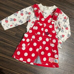 BABYDOLL 100 ジャンパースカート ミニ丈 ベビー服 キッズ服 赤 / 長袖シャツ ミニー 90